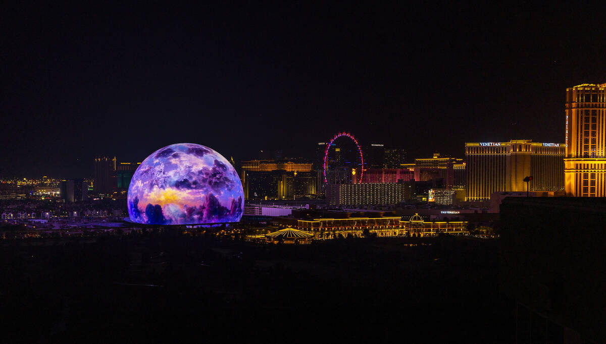 The Sphere illuminates the Las Vegas skyline with a dazzling display to celebrate Independence ...