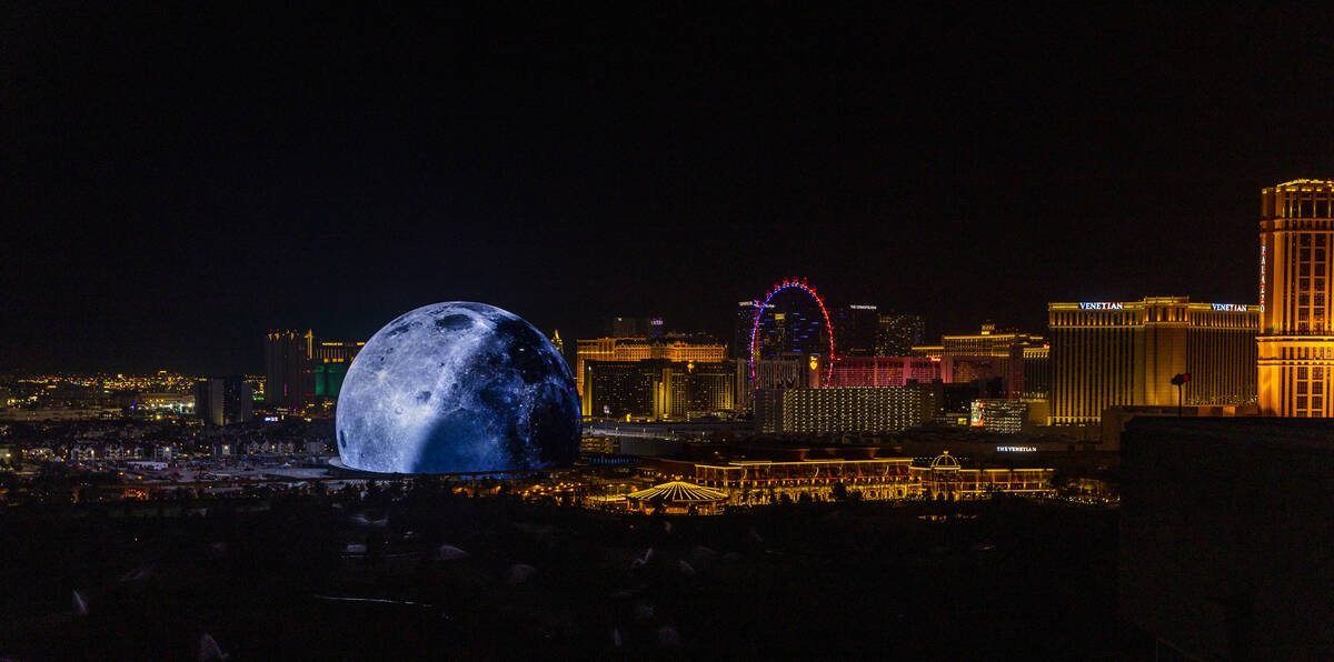 The Sphere illuminates the Las Vegas skyline with a dazzling display to celebrate Independence ...