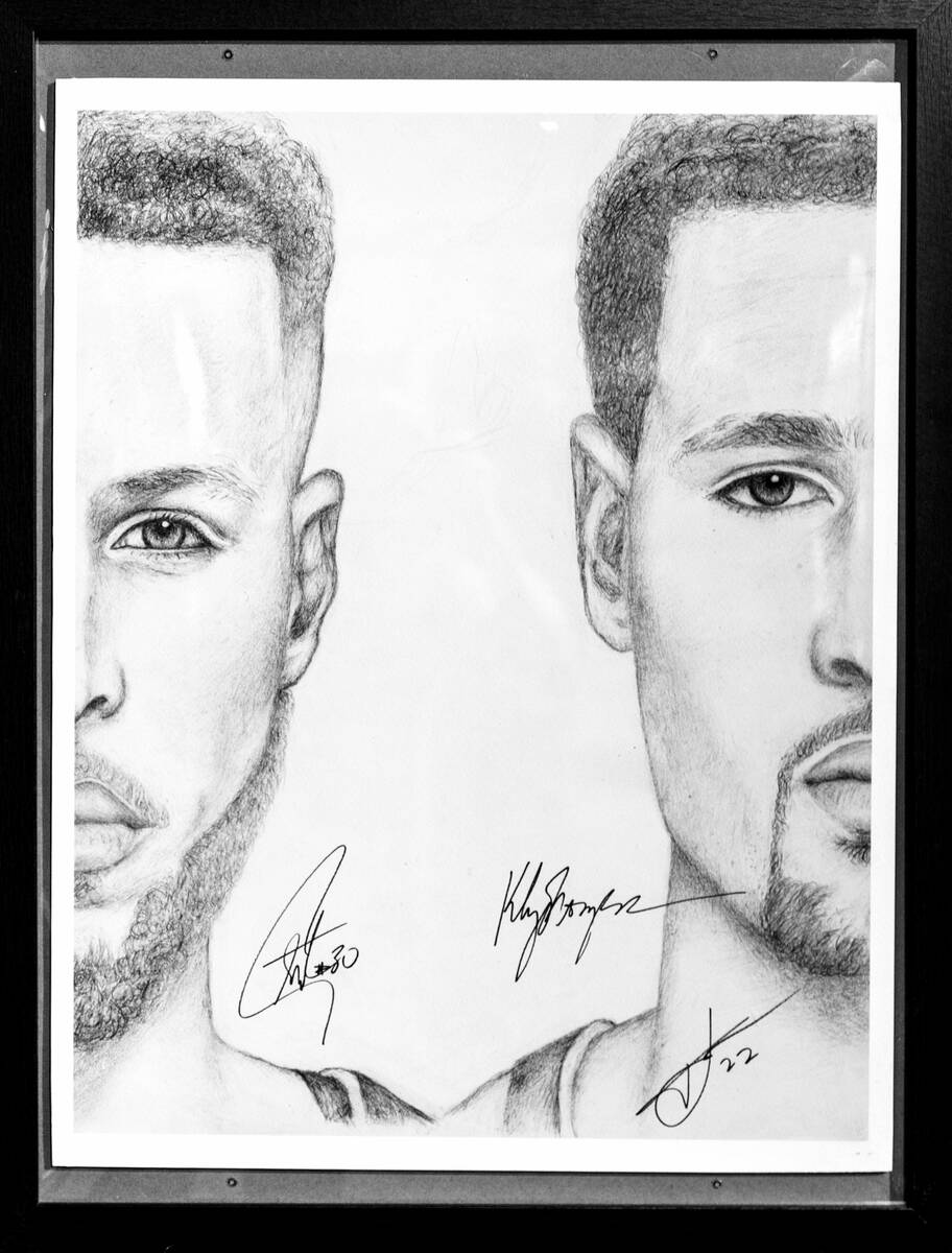 Original art of Stephen Curry and Klay Thompson by Las Vegas pencil sketch artist Spidey on dis ...