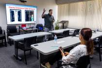 Andrew Roszak with the Institute for Childhood Preparedness conducts active shooter preparednes ...