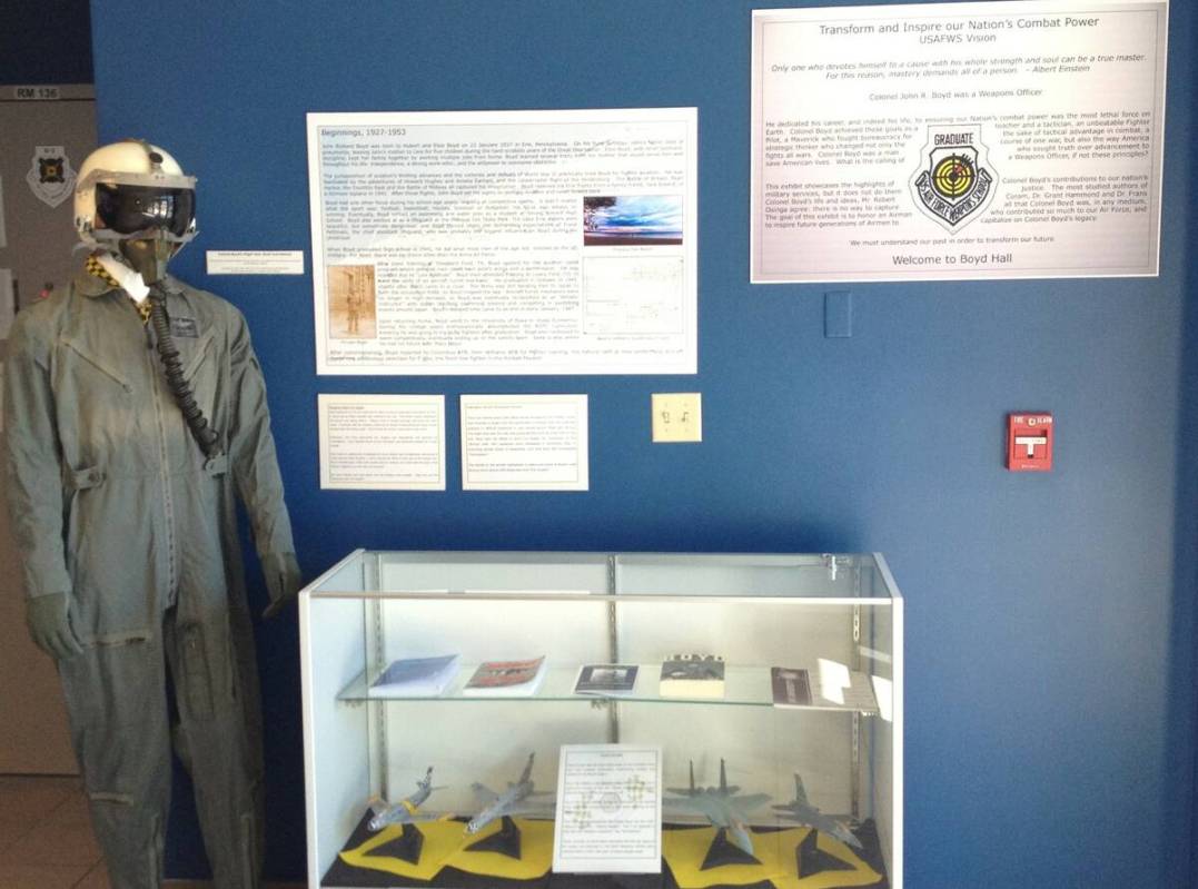 John Boyd's flight suit and helmet at Boyd Hall at Nellis Air Force Base (Nellis AFB)