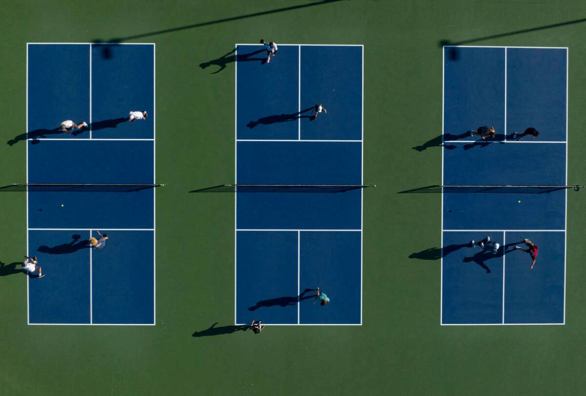 People play pickleball at at Durango Hills Park, on Friday, June 30, 2023, in Las Vegas. Local ...