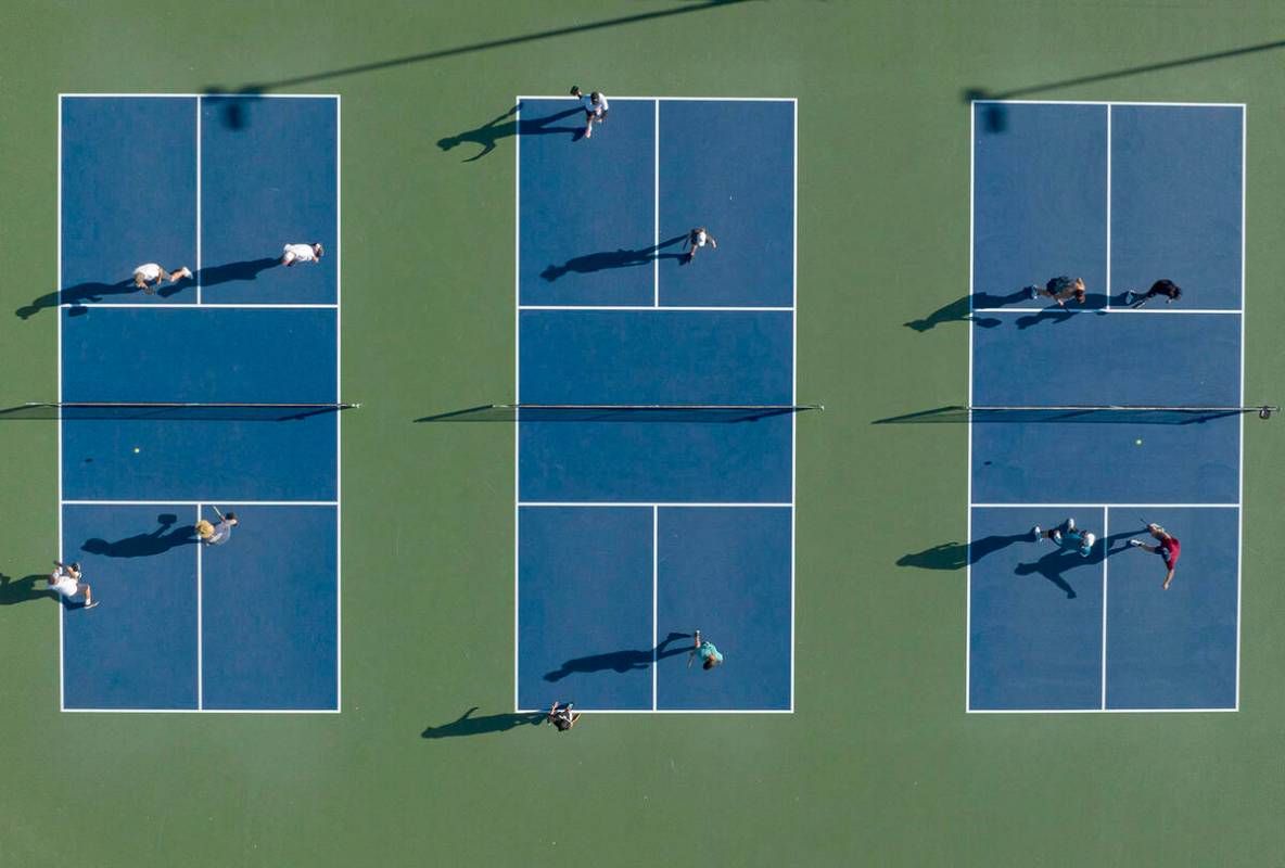 People play pickleball at at Durango Hills Park, on Friday, June 30, 2023, in Las Vegas. Local ...