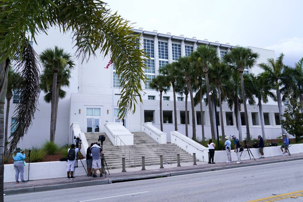 News media wait outside of the Alto Lee Adams Sr. U.S. Courthouse where their is a pretrial con ...