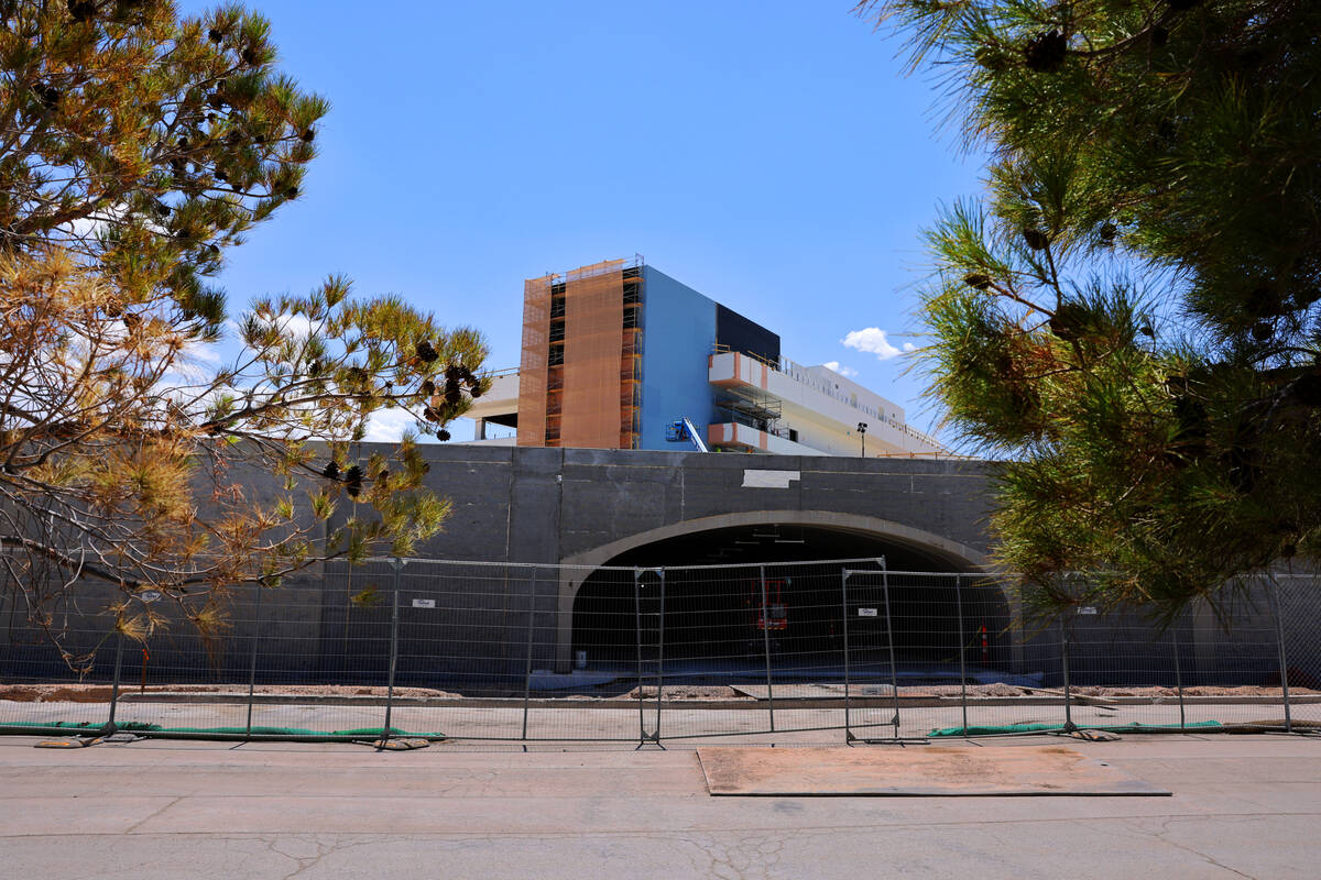 A wall is shown along East Rochelle Avenue adjacent to the Tuscany in Las Vegas Tuesday, July 2 ...