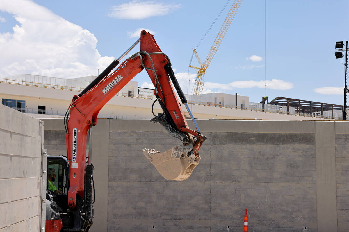 A wall is shown along East Rochelle Avenue adjacent to the Tuscany in Las Vegas Tuesday, July 2 ...