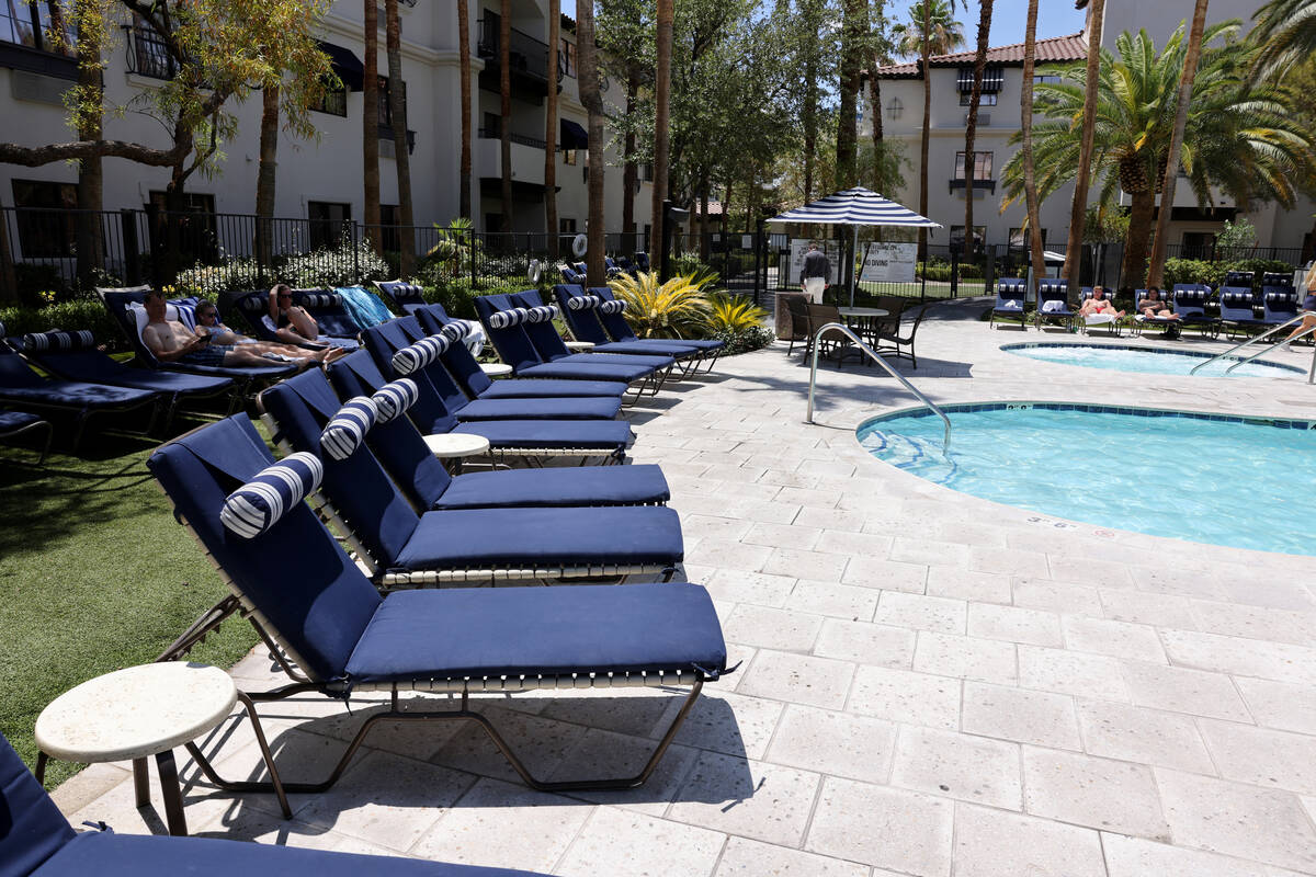 The newly renovated pool is seen at the Tuscany in Las Vegas Tuesday, July 25, 2023, ahead of t ...