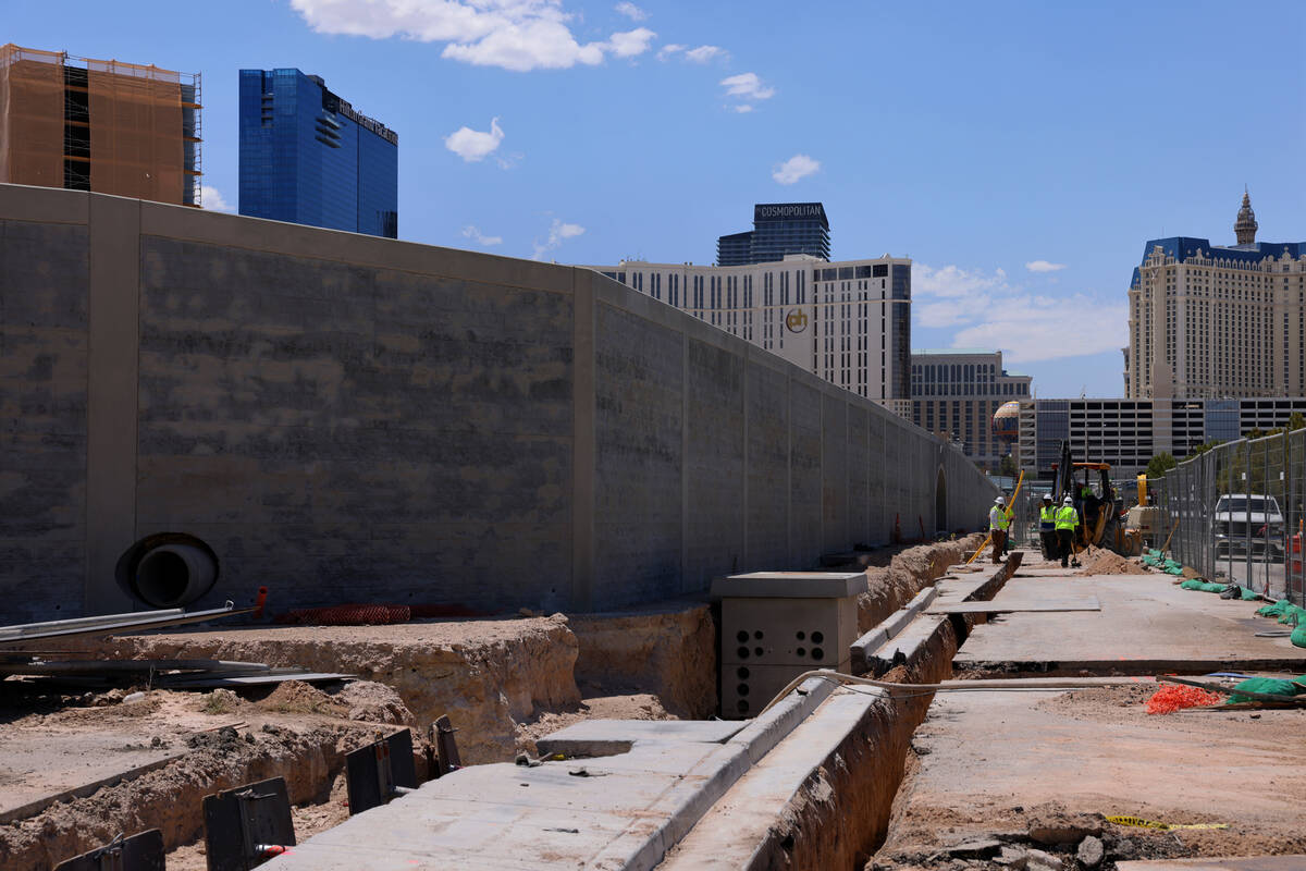 A wall is shown along East Rochelle Avenue adjacent to the Tuscany in Las Vegas Tuesday, July 2 ...