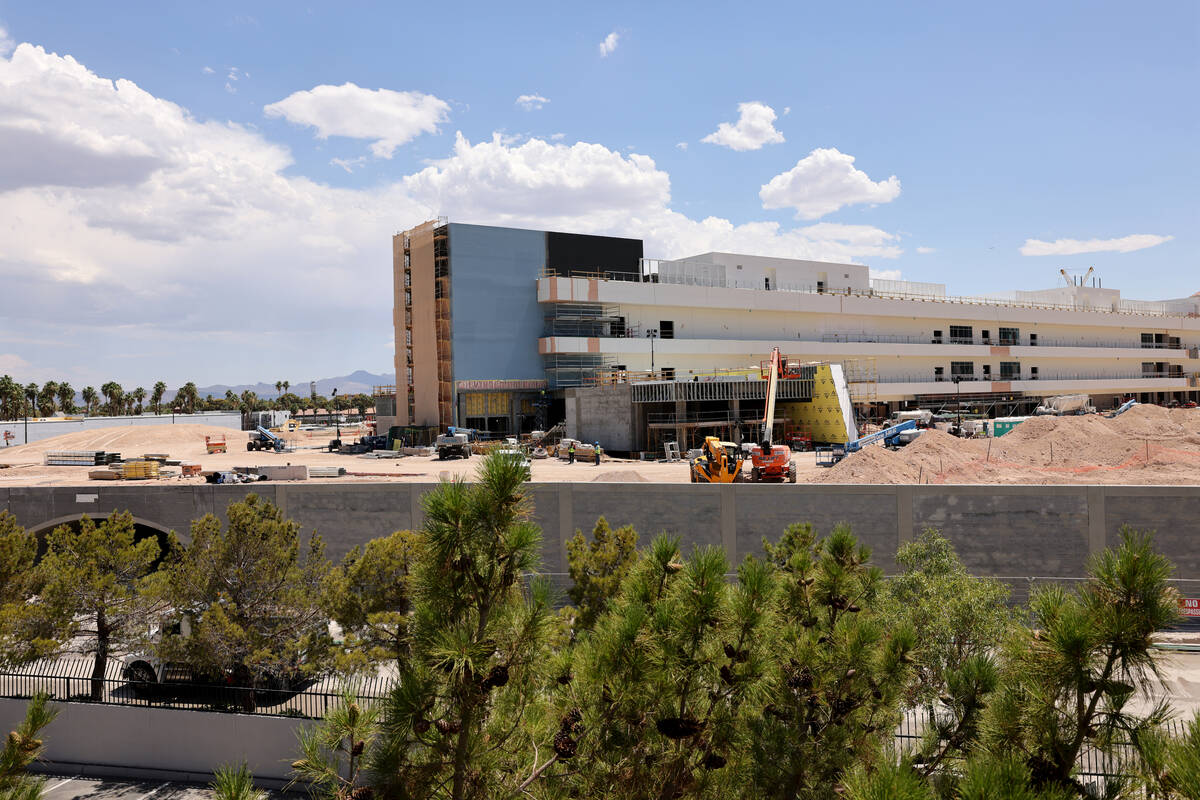 A wall along East Rochelle Avenue is seen from a third floor room at the Tuscany in Las Vegas T ...