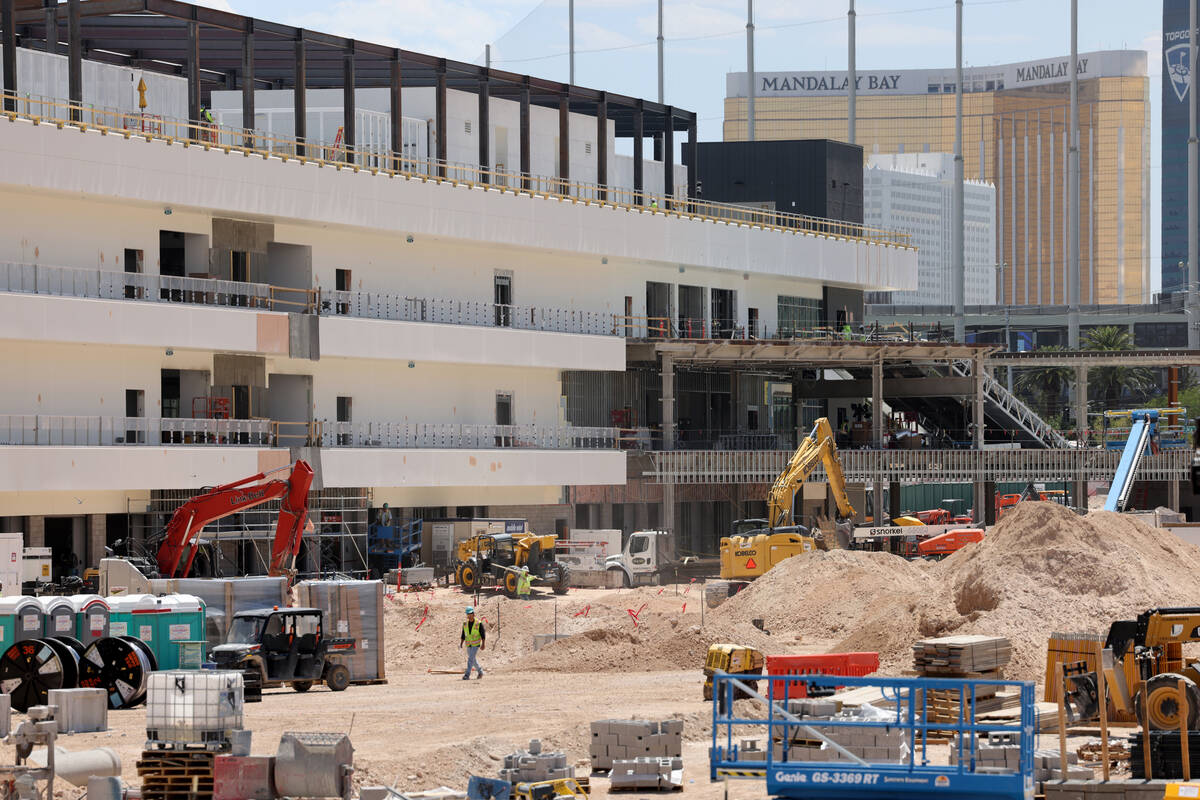 Construction continues on the paddock building as seen from a third floor room at the Tuscany i ...