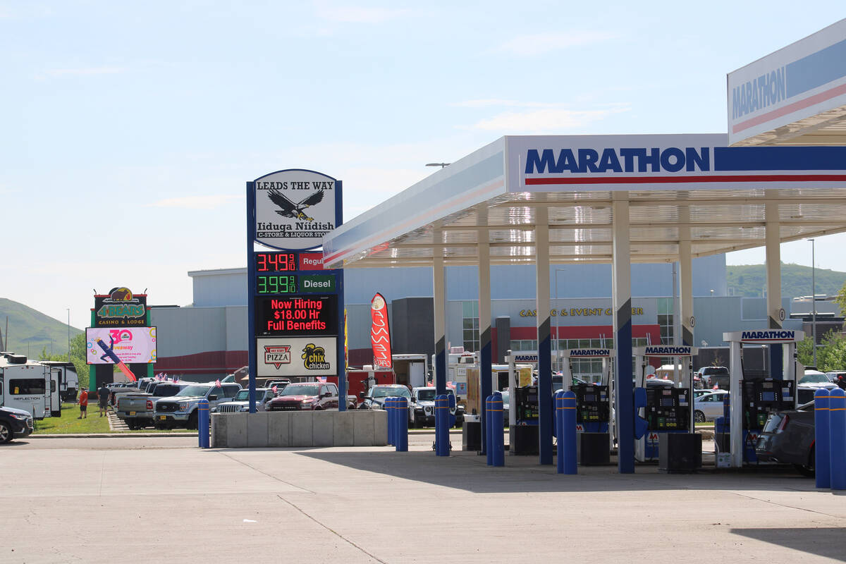The 4 Bears casino and a Marathon gas station in New Town, North Dakota, on May 27, 2023. (Jodi ...