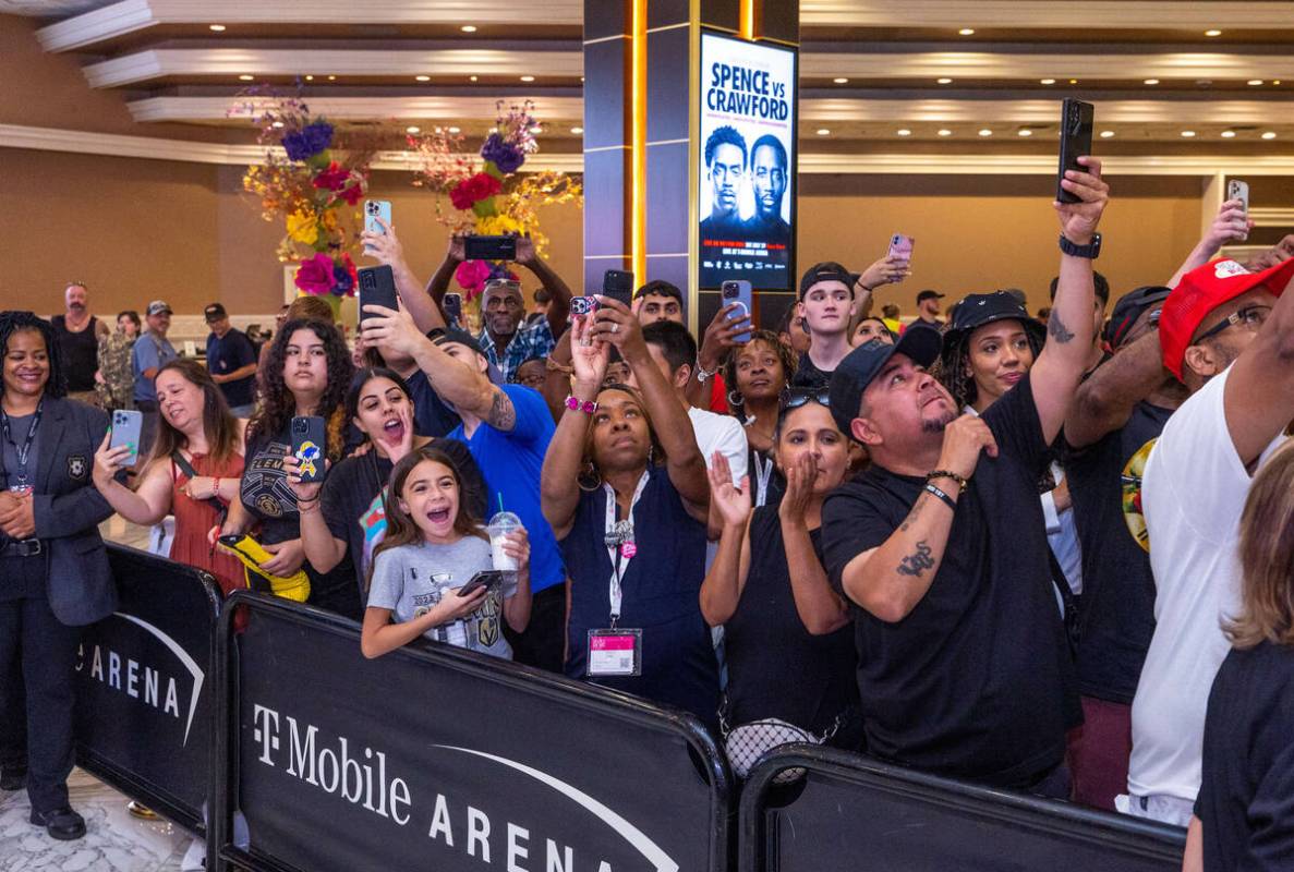 Fans cheer as boxer Terence Crawford arrives during grand arrivals inside the MGM Grand on Tues ...