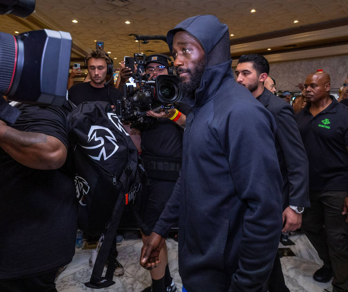 Welterweight boxer Terence Crawford looks to fans during grand arrivals inside the MGM Grand on ...