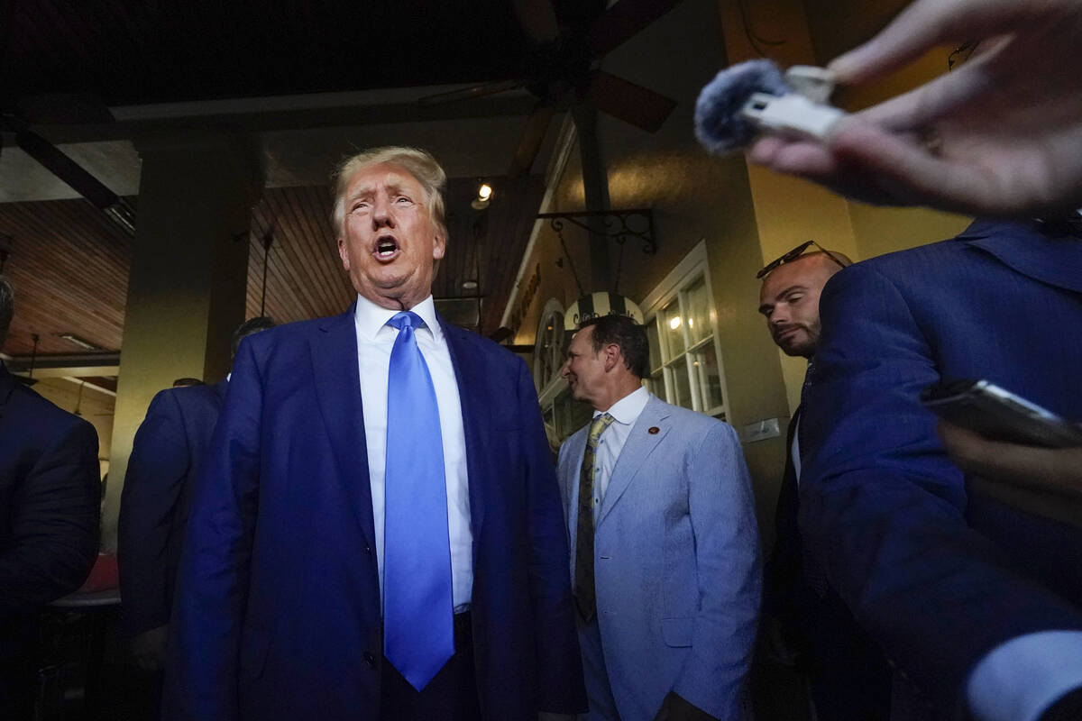 Former President Donald Trump visits Café du Monde in New Orleans, Tuesday, July 25, 2023. ...