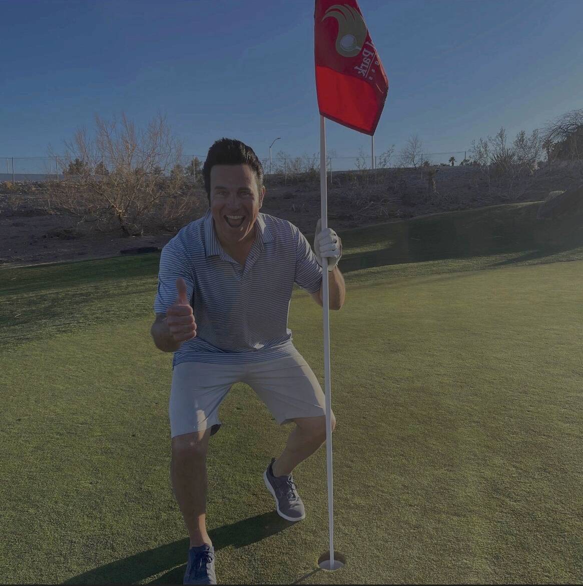 Harry Shahoian is shown at Angel Park Golf Course, after hitting his first hole-in-one on Aug. ...