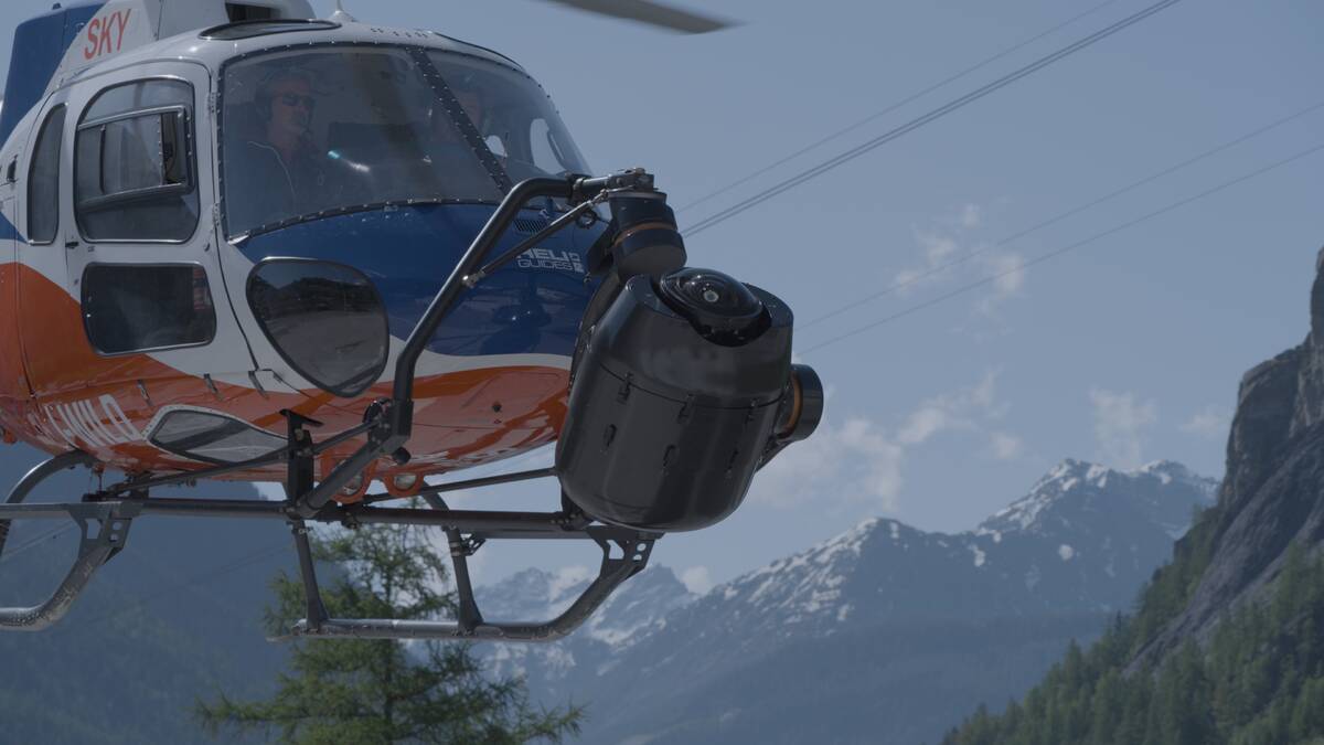 A shot of the "Postcard from Earth" on-location shooting in Courmayeur, Italy, using Big Sky ca ...