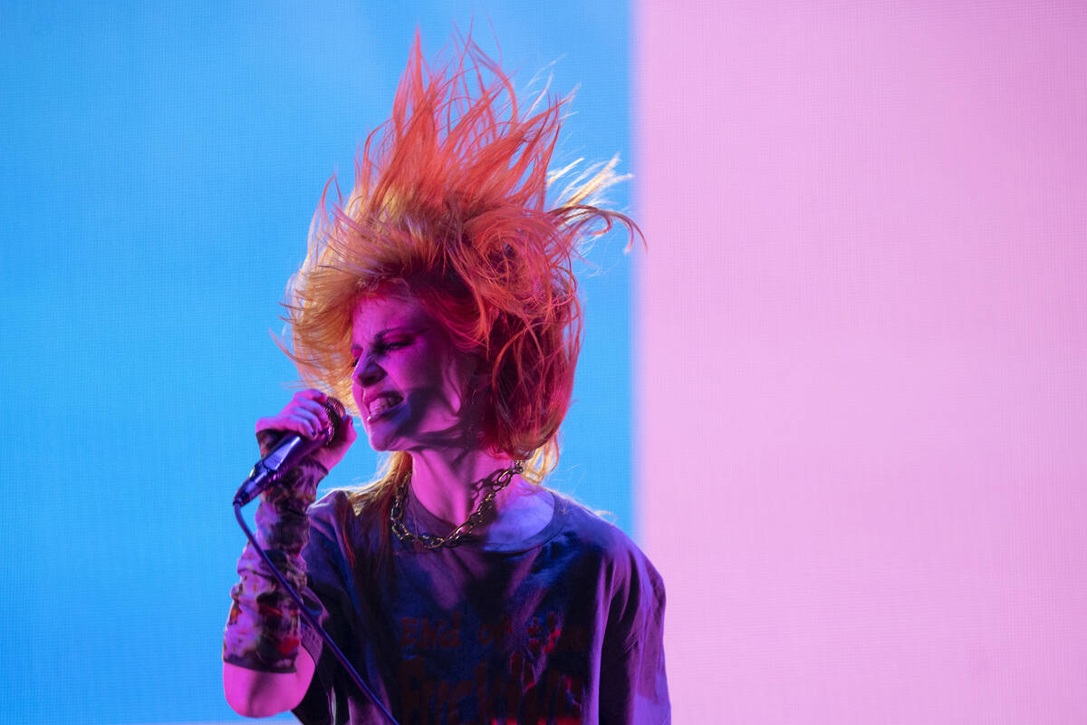Paramore’s Hayley Williams head bangs during When We Were Young music festival at the La ...