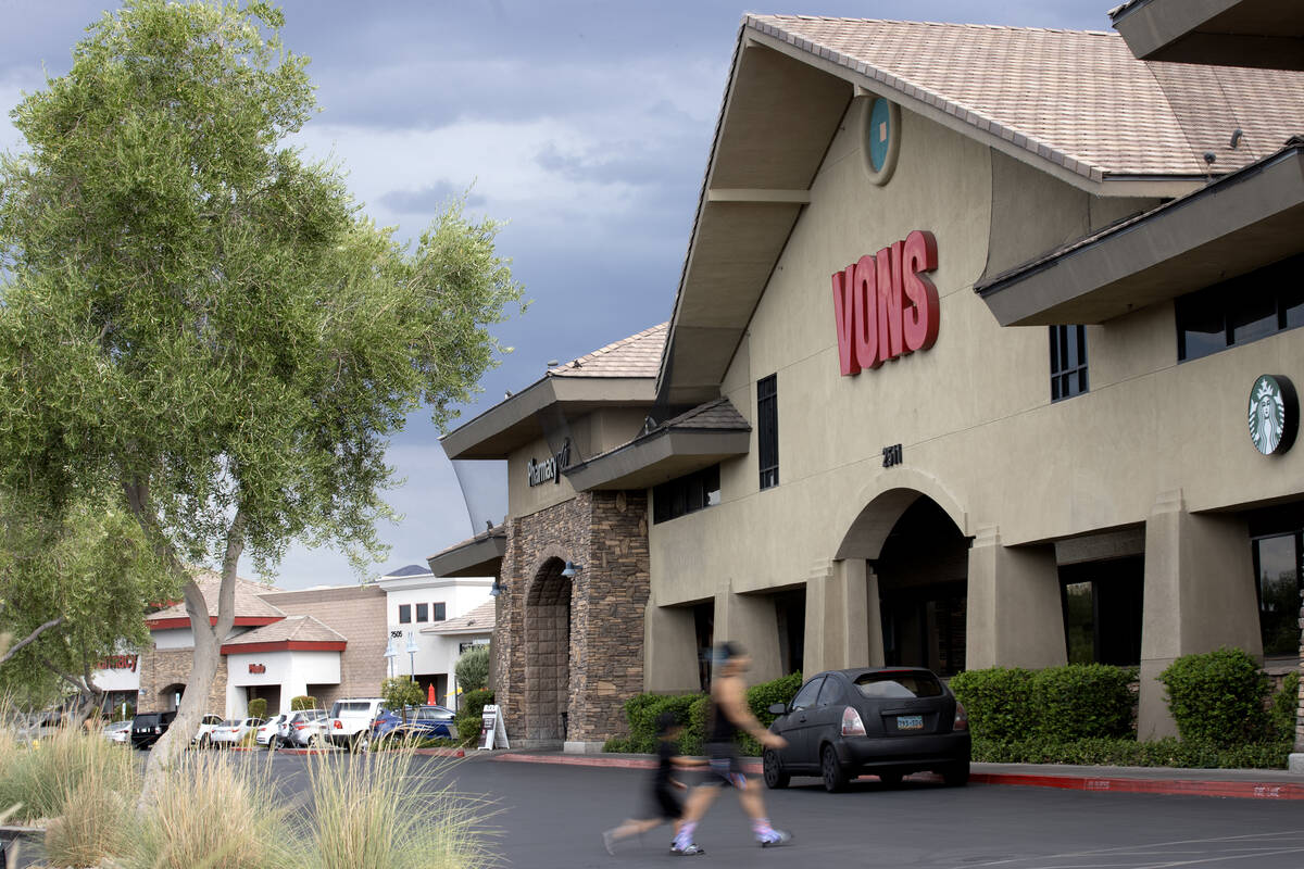 The parking lot outside the Vons Grocery Store at 2511 Anthem Village Drive on Tuesday, Aug. 1, ...