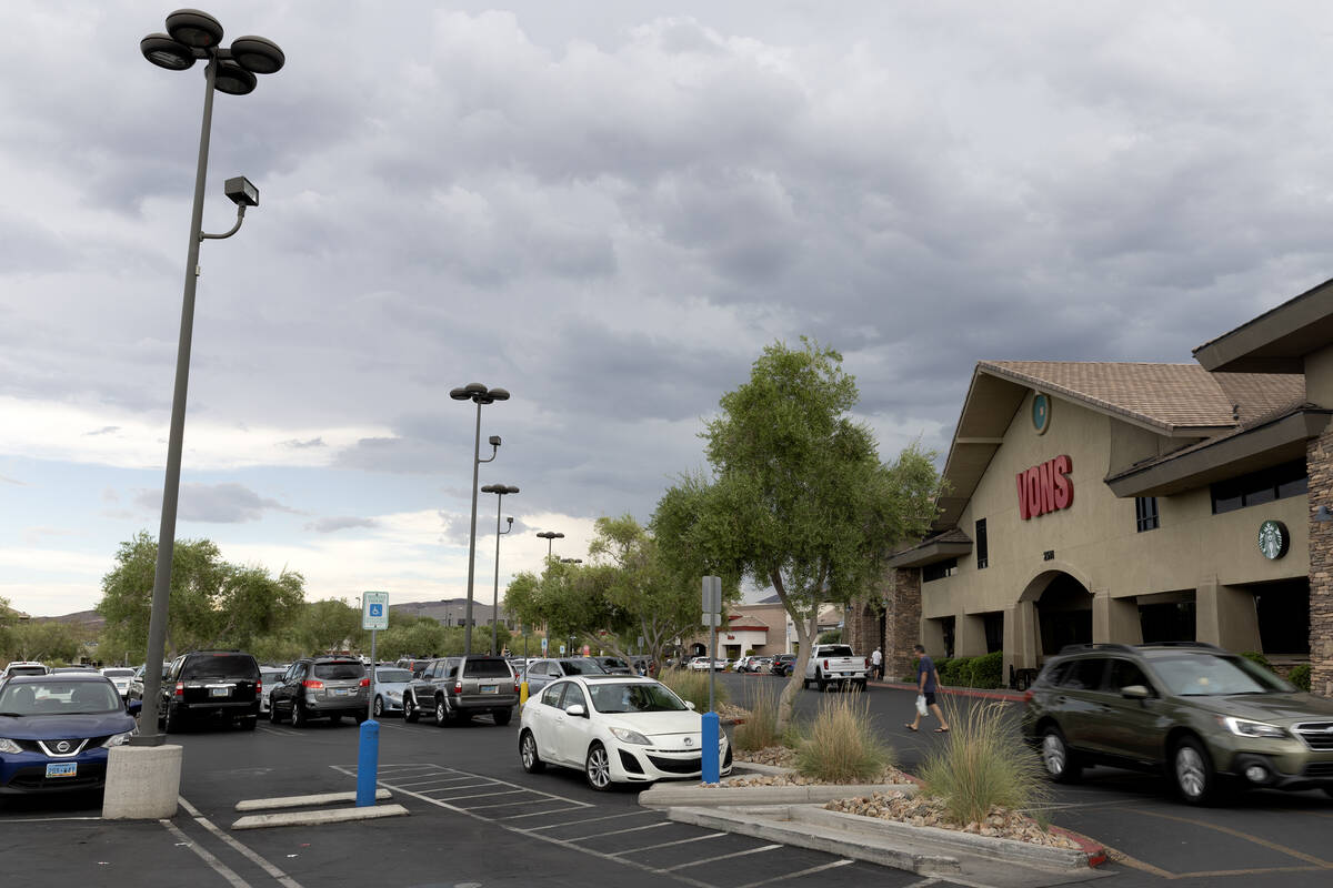 The parking lot outside the Vons Grocery Store at 2511 Anthem Village Drive on Tuesday, Aug. 1, ...