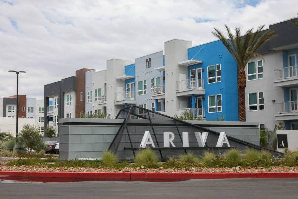 The entrance to the Ariva Luxury Residences off of South Las Vegas boulevard, as seen on F ...