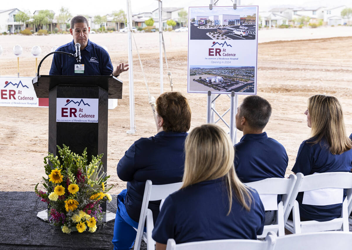 Sam Kaufman, CEO of Henderson Hospital, speaks during a groundbreaking ceremony for a new emerg ...