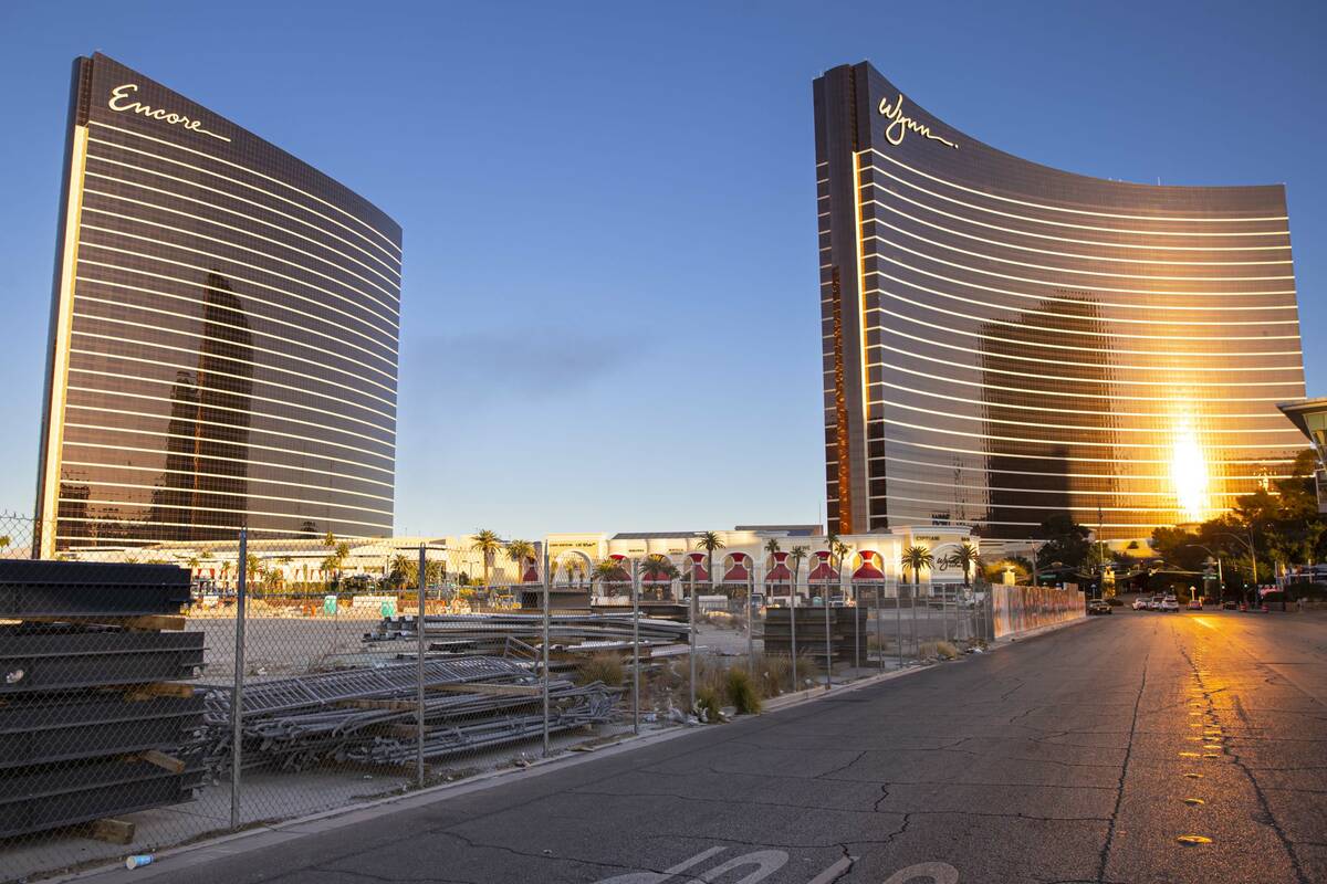 Wynn and Encore are seen north of Fashion Show Drive with owned by Wynn Resorts in the foregrou ...