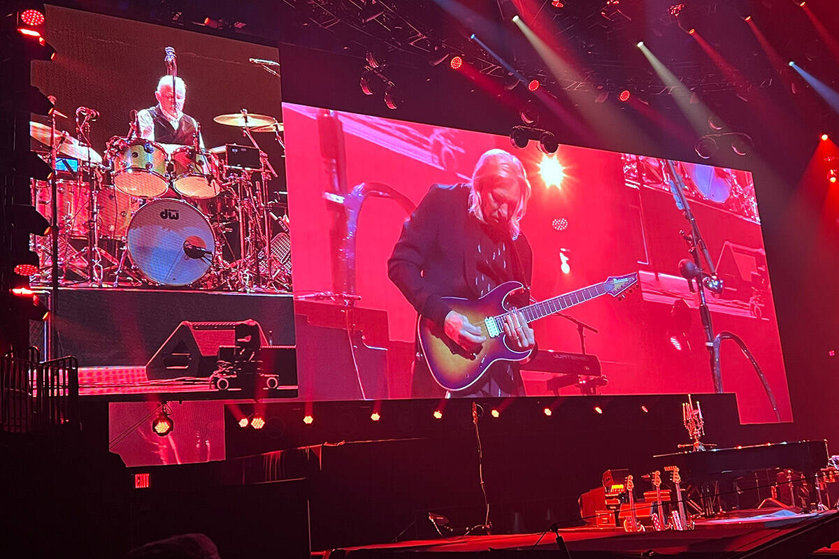 Joe Walsh and Don Henley of the Eagles is shown performing at the MGM Grand Garden on Saturday, ...