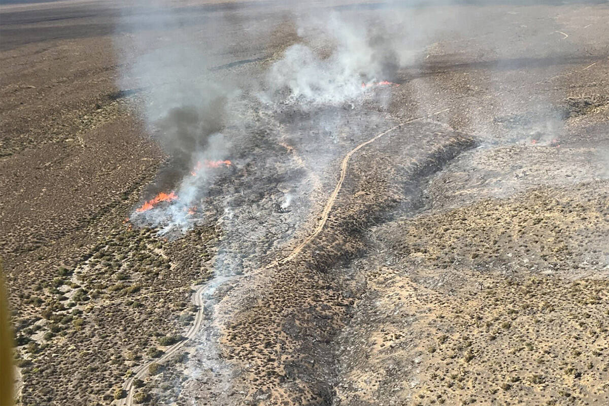 The Stirling Fire burns near Indian Springs on Thursday, Aug. 10, 2023. The fire consumed 20 ad ...