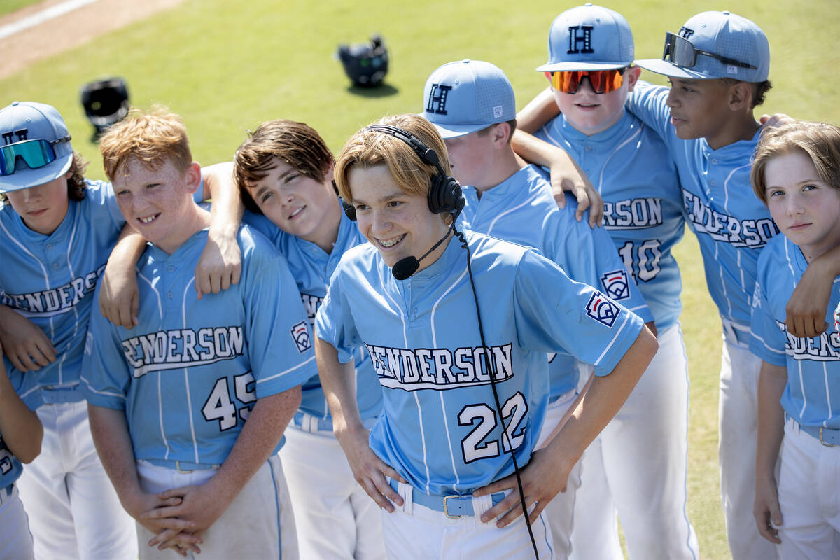 Henderson pitcher Nolan Gifford (22) speaks to ESPN after throwing a no-hitter during the Littl ...