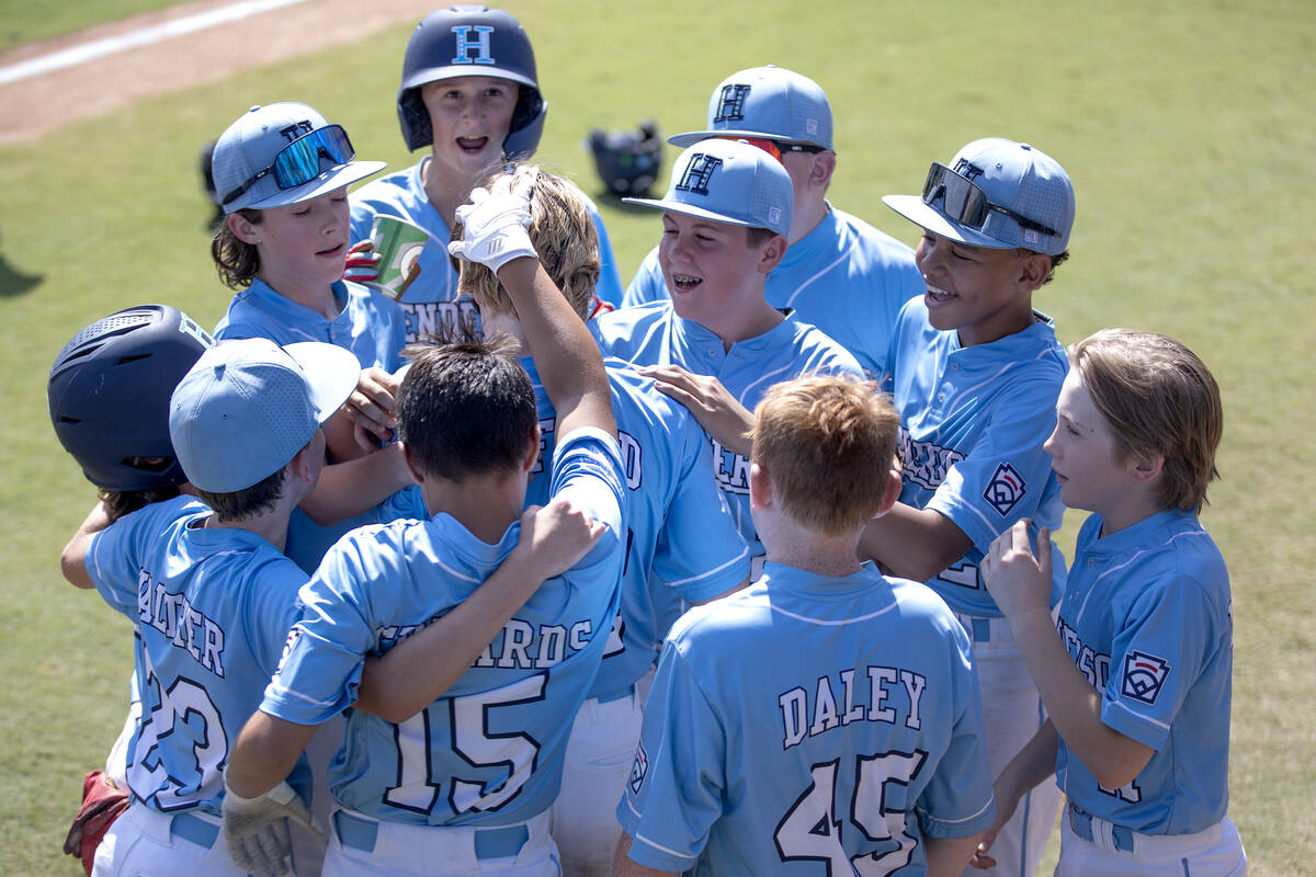 Henderson celebrates their 10-0 win against Utah after the Little League West Regional final ba ...