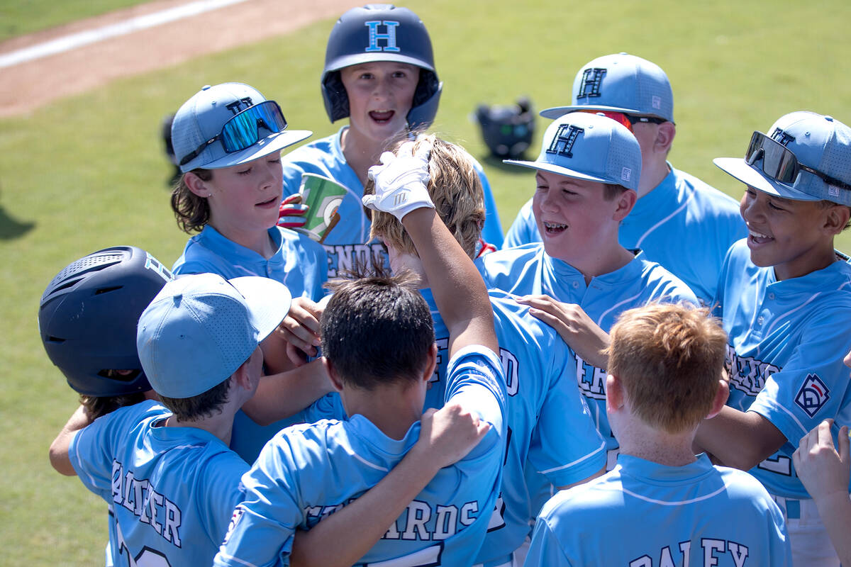 Henderson celebrates their 10-0 win against Utah after the Little League West Regional final ba ...