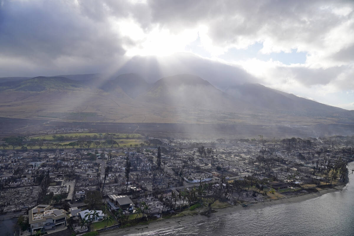 FILE - Wildfire wreckage is seen Thursday, Aug. 10, 2023, in Lahaina, Hawaii. The search of the ...