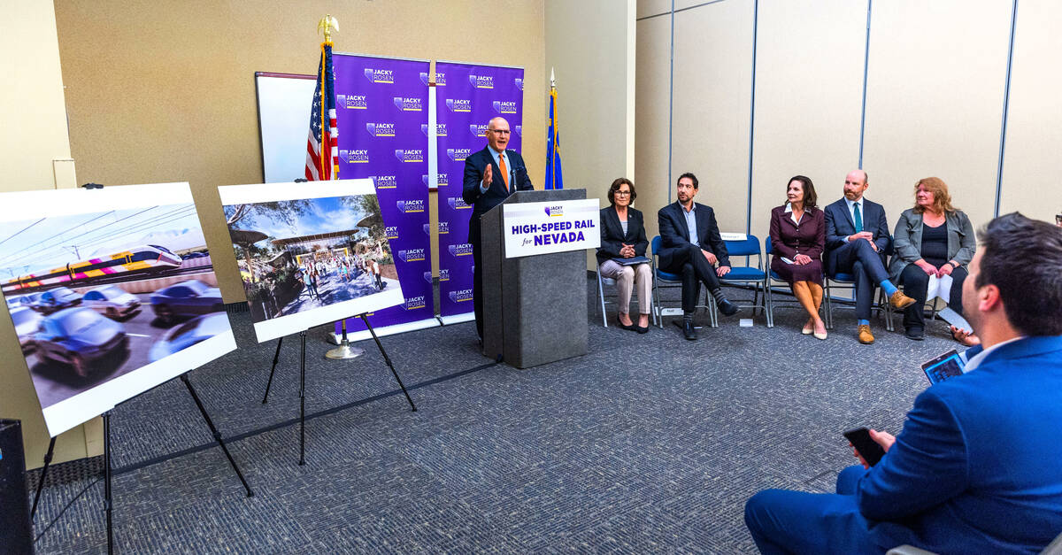 Brightline CEO Michale Reininger speaks during a press conference to call on the U.S. Departmen ...