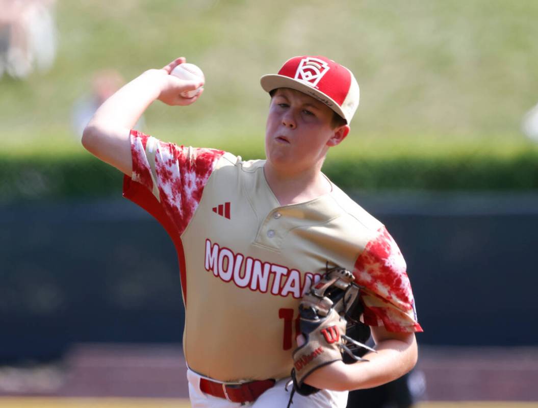 The Henderson All-Stars pitcher Logan Levasseur delivers a pitch against Fargo, North Dakota, d ...