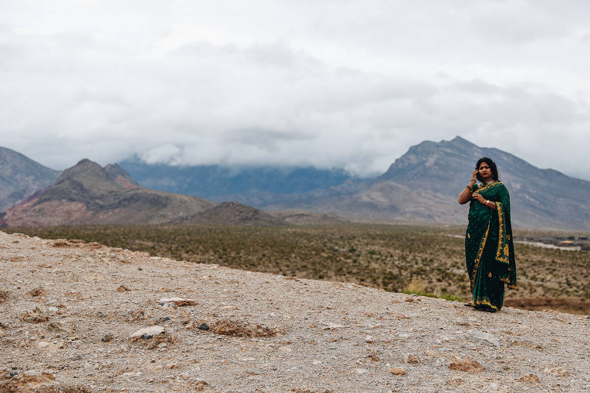 Swapna N., of Virginia Beach, Va., stands at the entrance of Red Rock National Conservation Are ...