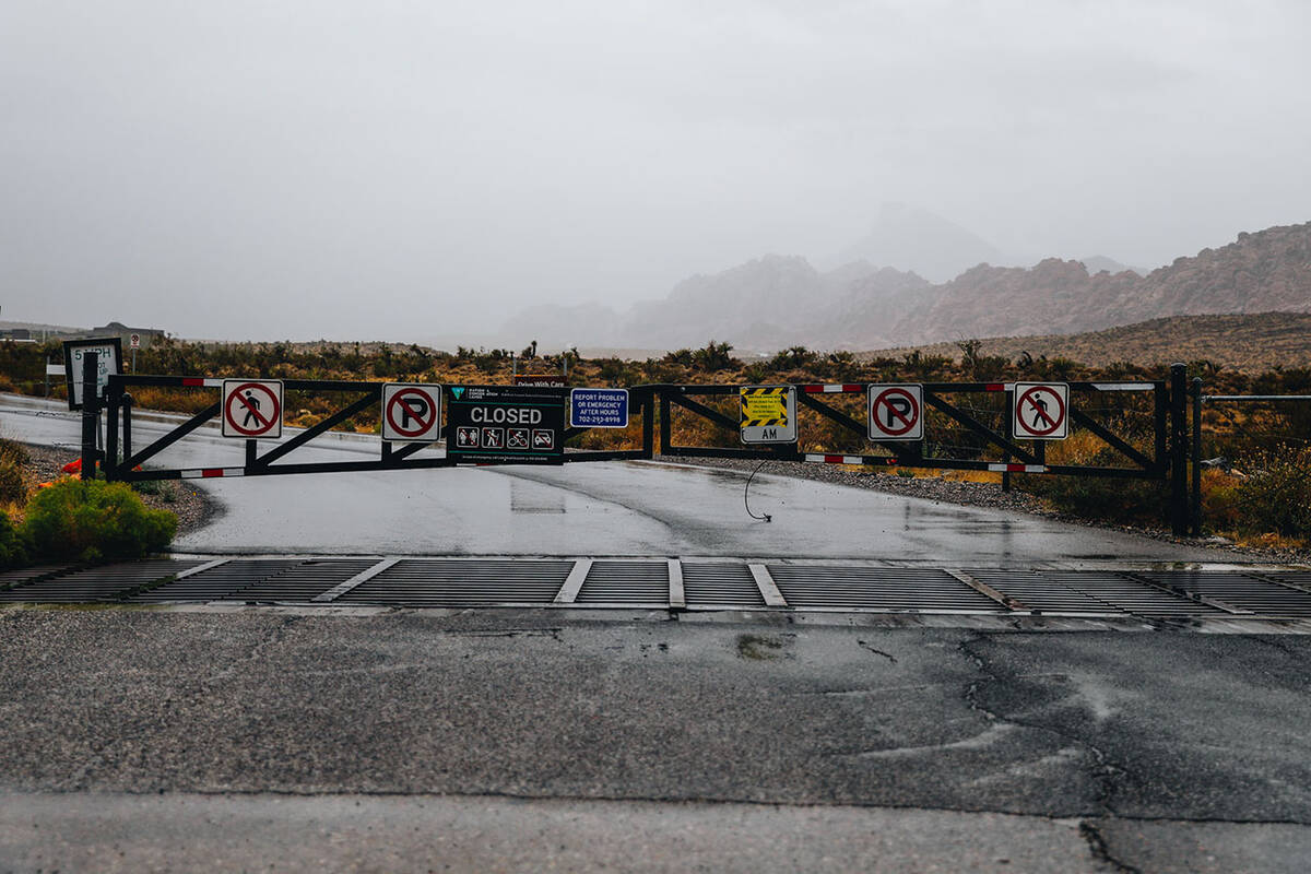 The gate to enter the Scenic Loop Drive is closed due to impending storms from Hurricane Hilary ...