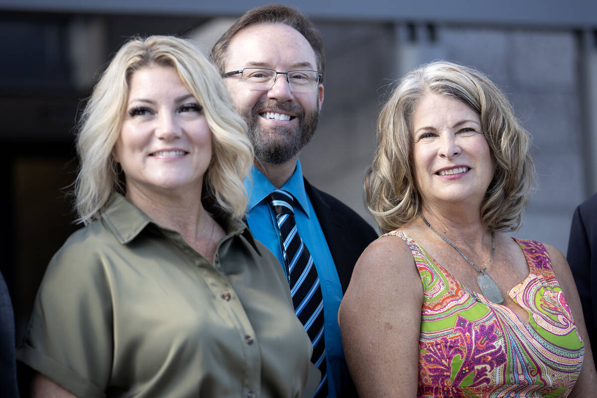 Henderson Mayor Michelle Romero, left, city manager Richard Derrick, and former Henderson Mayor ...