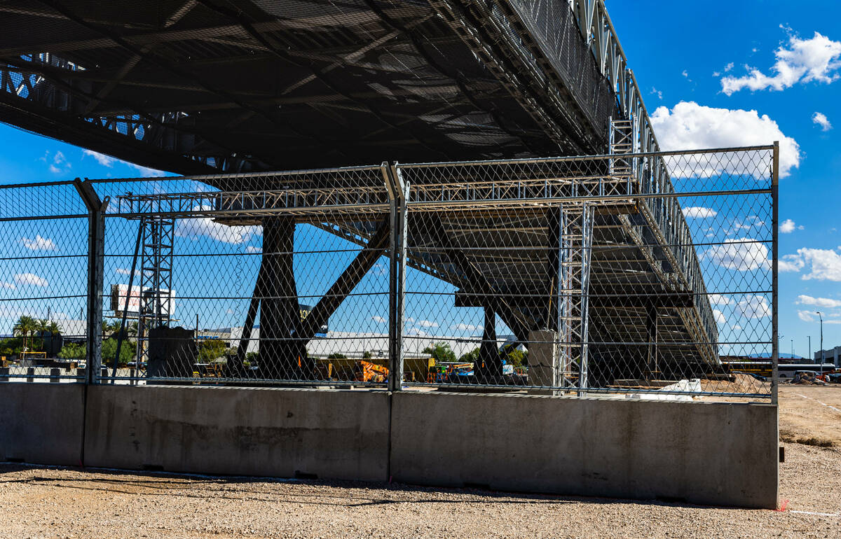 Barricaded fencing will be in place beneath the spoons and along the track as the Las Vegas Gra ...