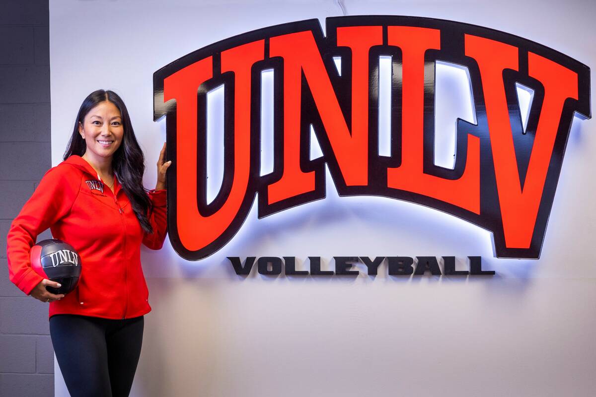 UNLV head volleyball coach Malia Shoji in the locker room on Friday, May 5, 2023, in Las Vegas. ...