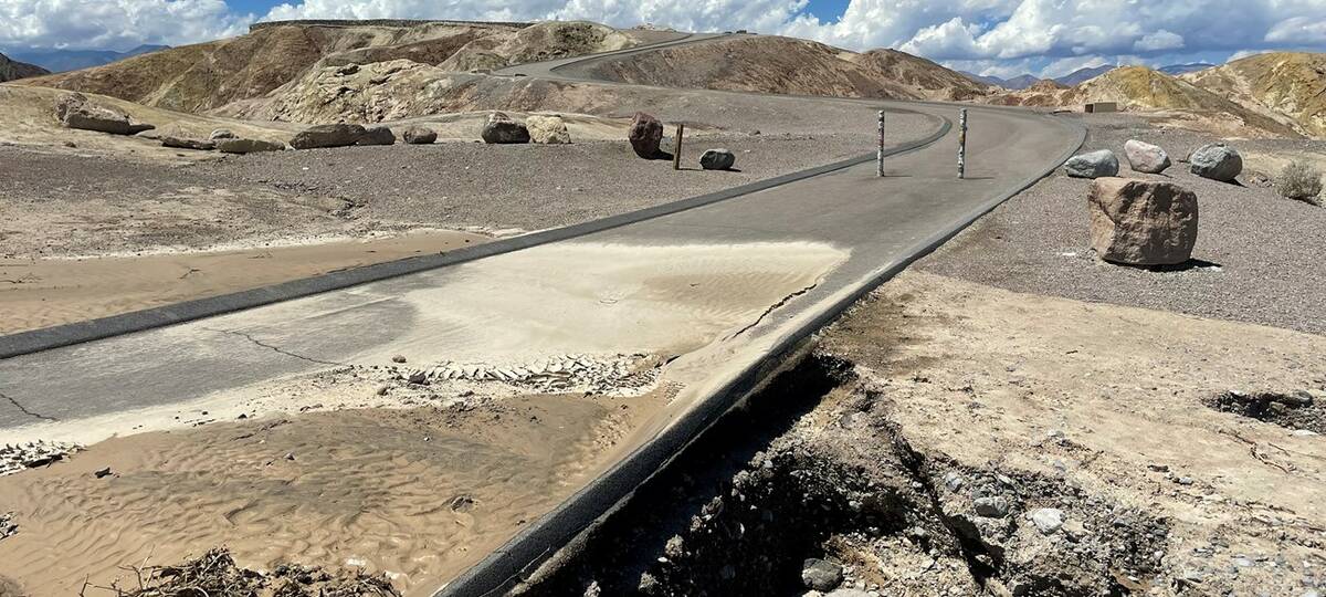 Mud covers part of the Zabriskie Point Trail in this undated photo from Death Valley National P ...