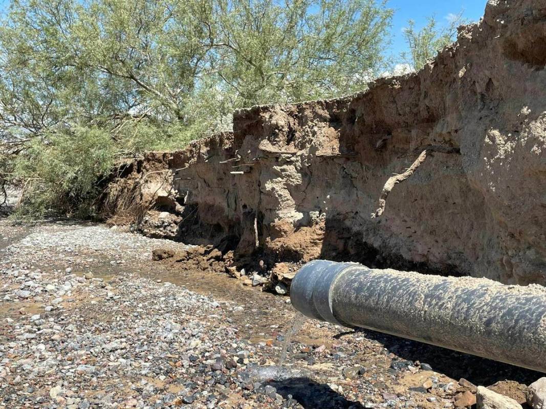 Road damage is seen at Death Valley National Park in California in August 2023. (National Park ...