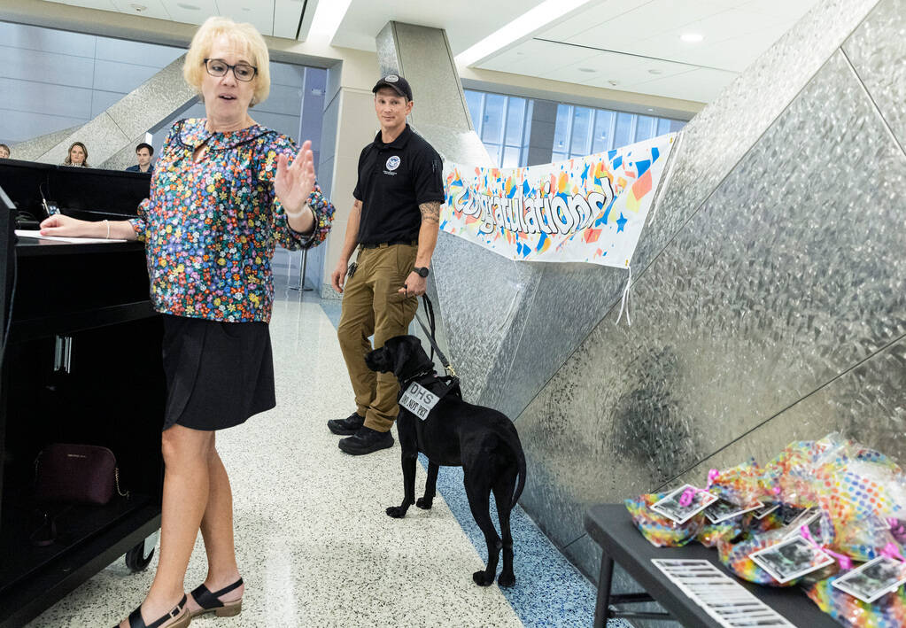 Lorie Dankers, a spokeswoman for the Transportation Security Administration, speaks during a pr ...