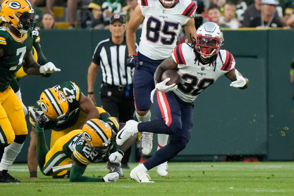 New England Patriots' Rhamondre Stevenson runs during the first half of a preseason NFL footbal ...