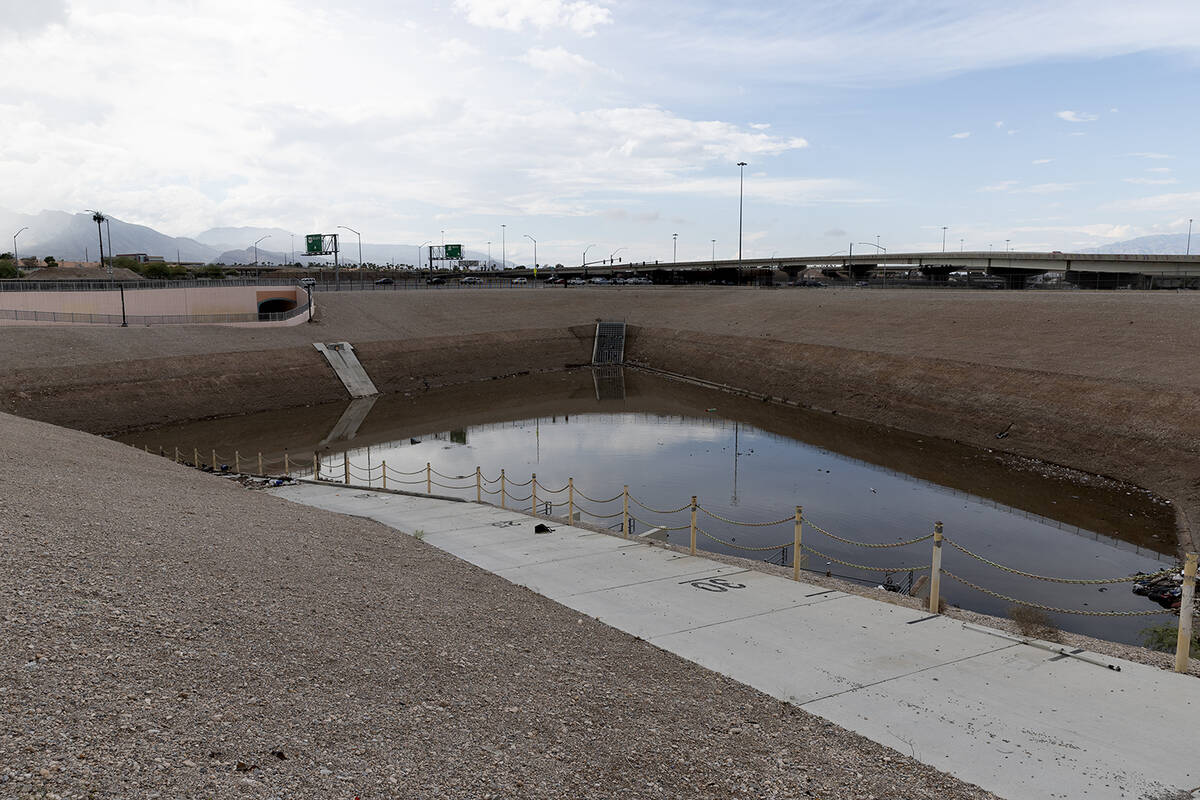 A drainage area on the Bonanza Trail near Westcliff Drive and South Lorenzi Street near U.S. 95 ...