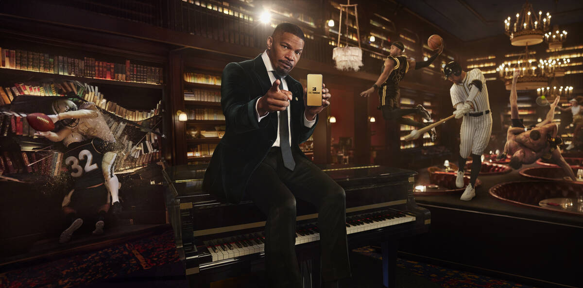 A-list actor Jaime Foxx is shown at NoMad Library at NoMad Hotel in the Bet MGM betting app's " ...