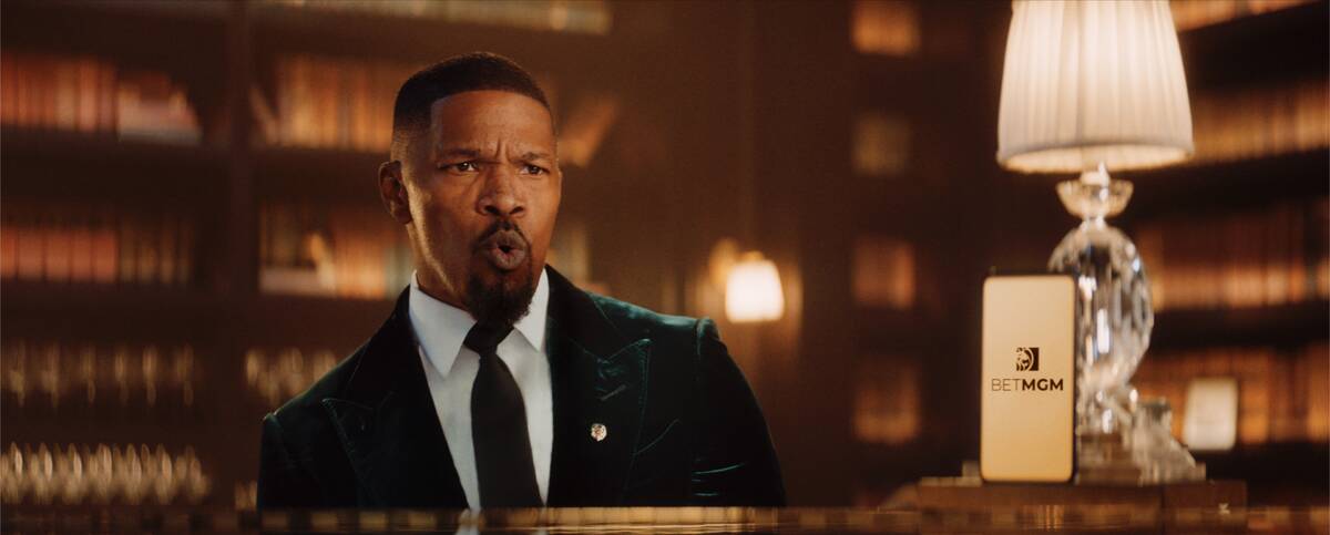 A-list actor Jaime Foxx is shown at NoMad Library at NoMad Hotel in the Bet MGM betting app's " ...