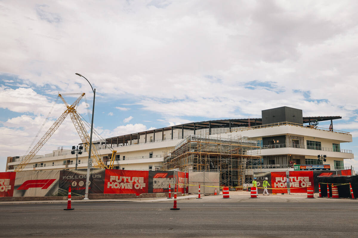 A construction site where Formula One is building a paddock building is seen near Harmon Avenue ...