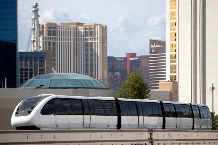 The Las Vegas Monorail travels near MGM Grand on Wednesday, May 31, 2023, in Las Vegas. The aut ...