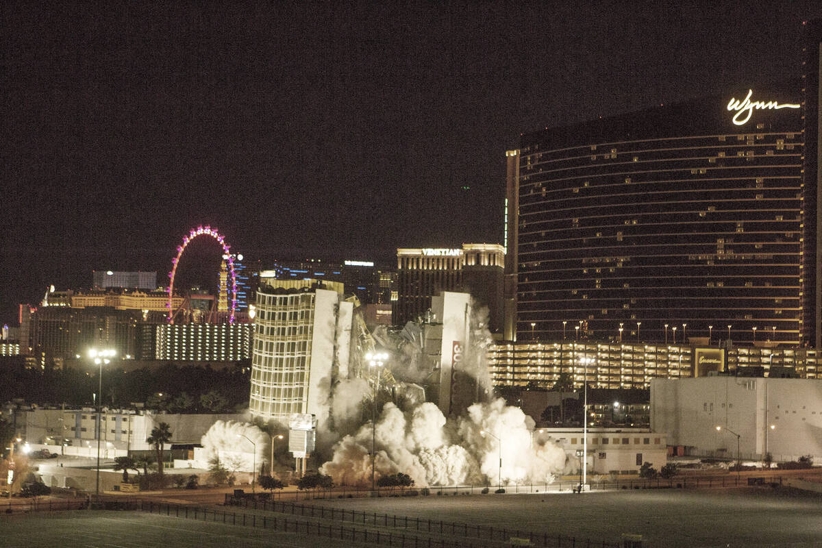 The Clarion is imploded early on Feb. 10, 2015. (Review-Journal files)