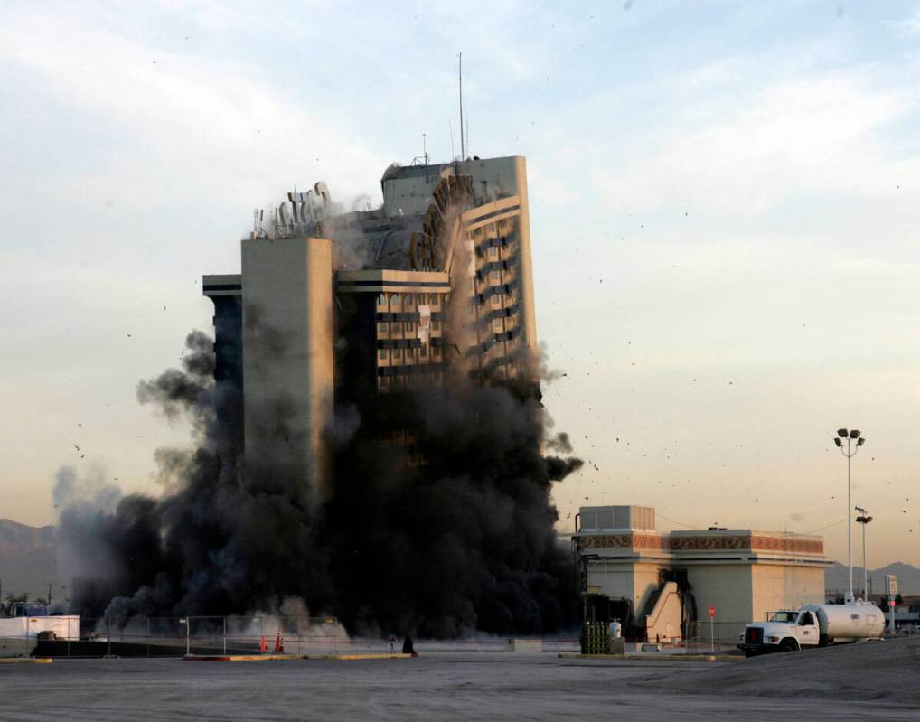 The Castaways hotel and casino is imploded Jan. 11, 2006. (Review-Journal files)